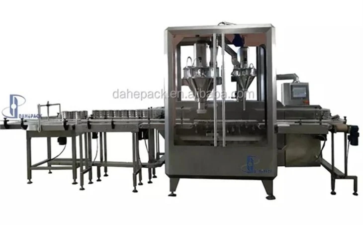 Automatic Milk Powder Can Packaging Line, Powder Auger Filler, Vacuum Nitrogen Tin Can Sealer